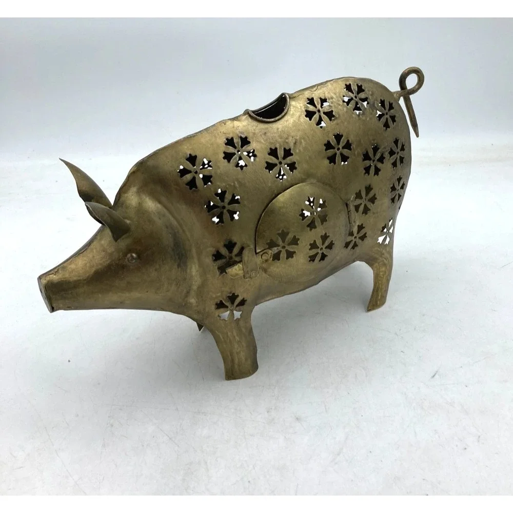 Vintage Pig Metal Tea Light Candle Holder Garden‎ Outdoor Patio